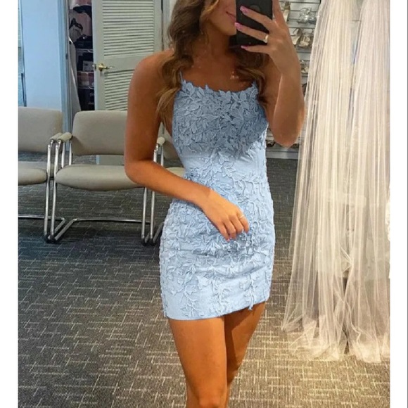 Bodycon Blue Homecoming lace Backless Party Dress 10 - Picture 10 of 10